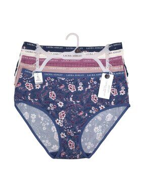 Laura Ashley Womens Panties 5-Pack Super Soft Briefs Large